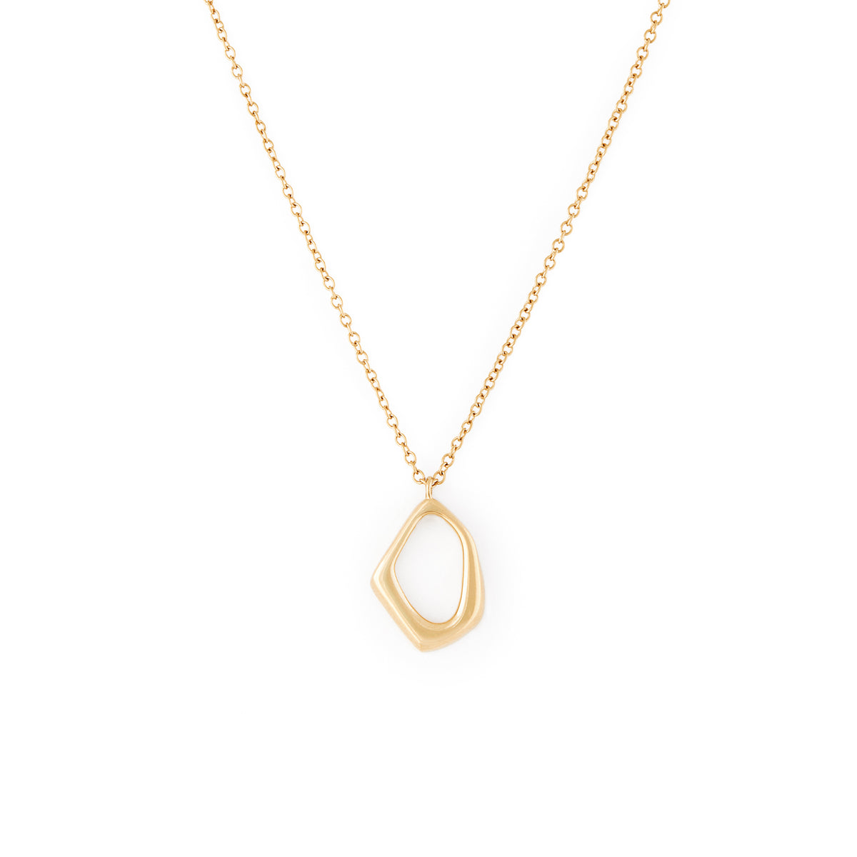 A dainty gold necklace with an organic shaped pendant on a white background. Nova Necklace - Gold