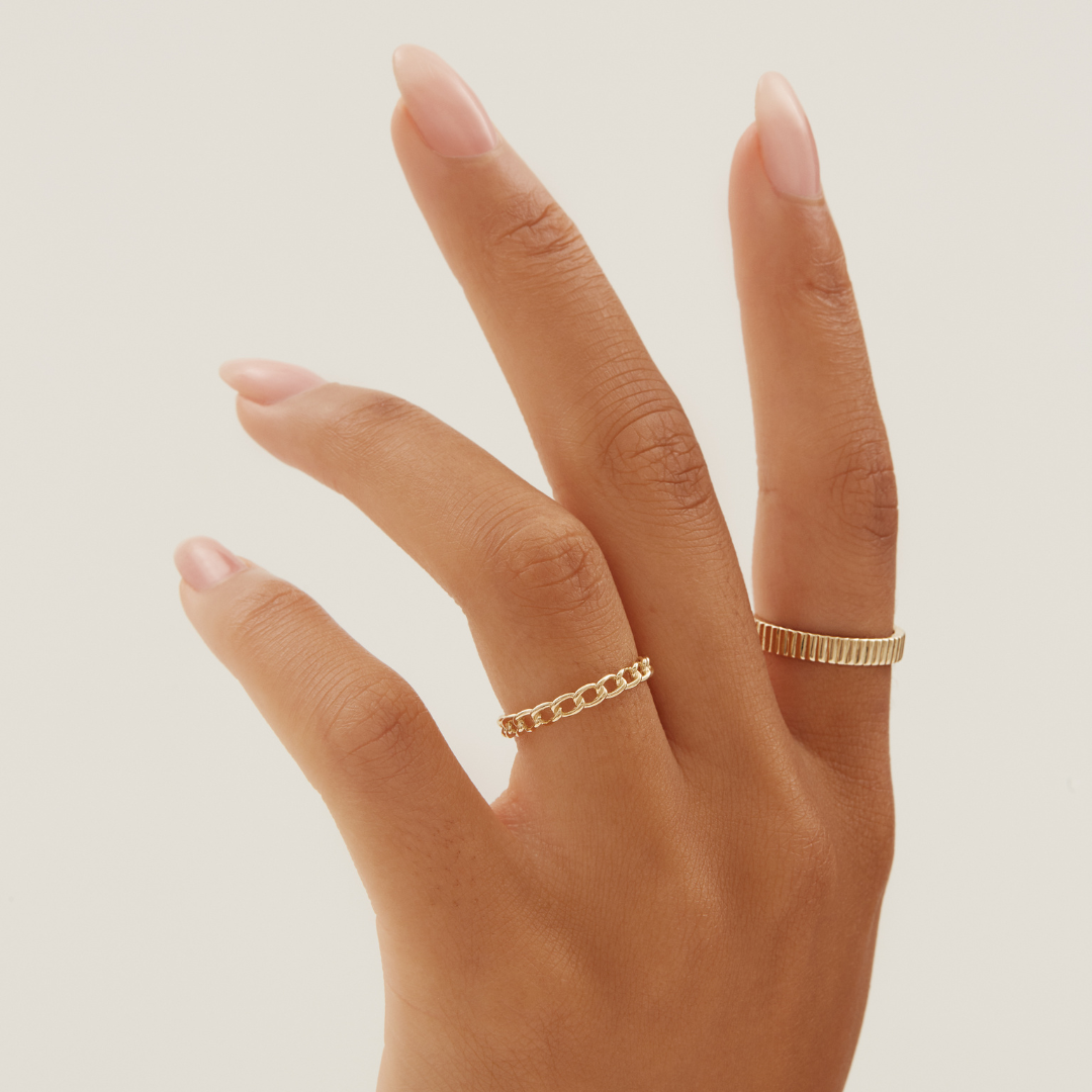 Chain Ring 10 Karat Gold Twenty Compass