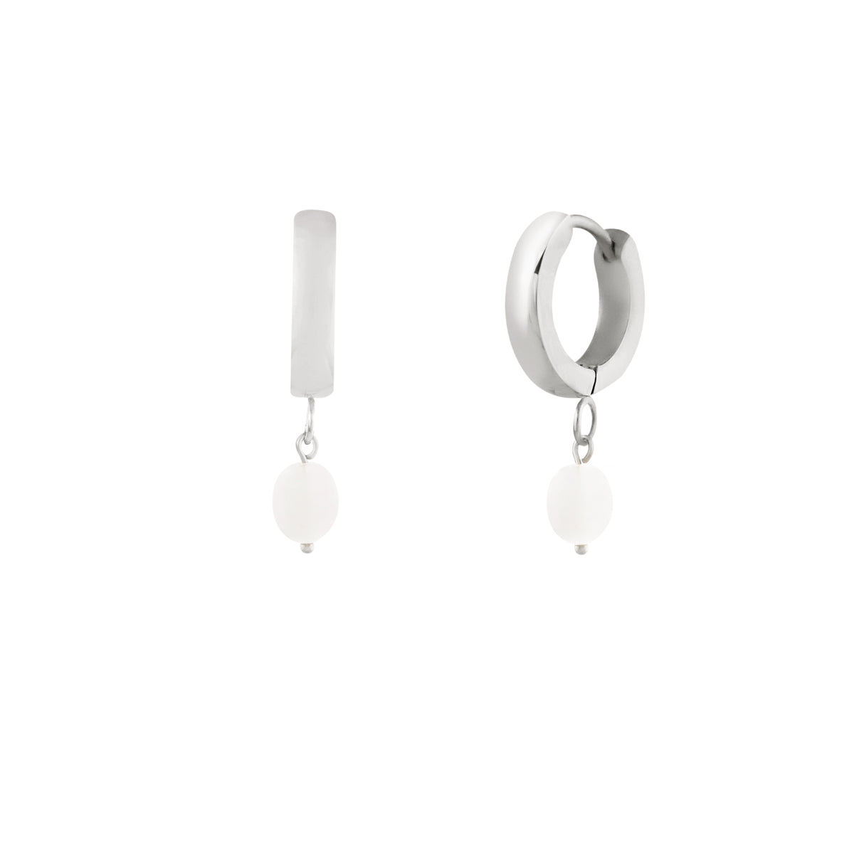 Rosé Hoops - Silver Earrings Twenty Compass    Anneaux Rosé - Argent