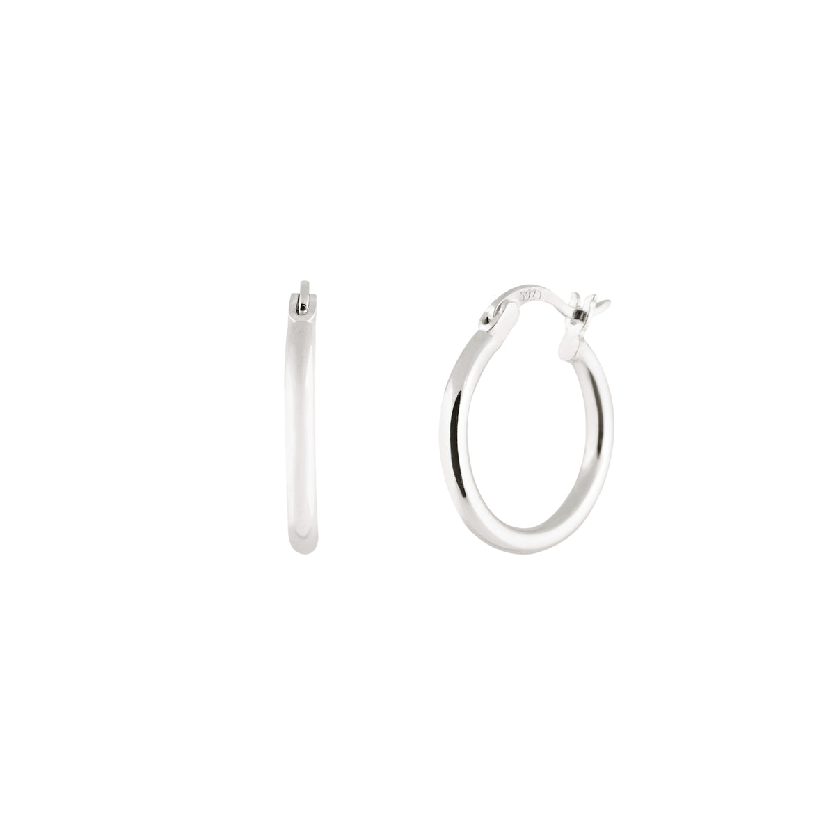 15 mm Hoops - Silver Earrings TwentyCompass    Anneaux 15 mm - Argent
