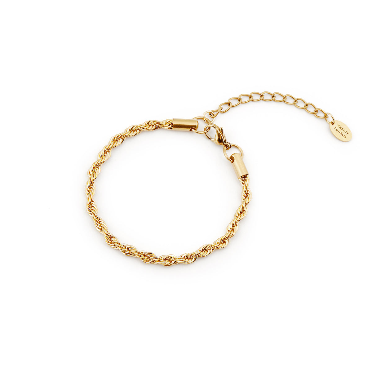 A gold-colored rope chain bracelet with a adjustable clasp. Romance Bracelet - Gold