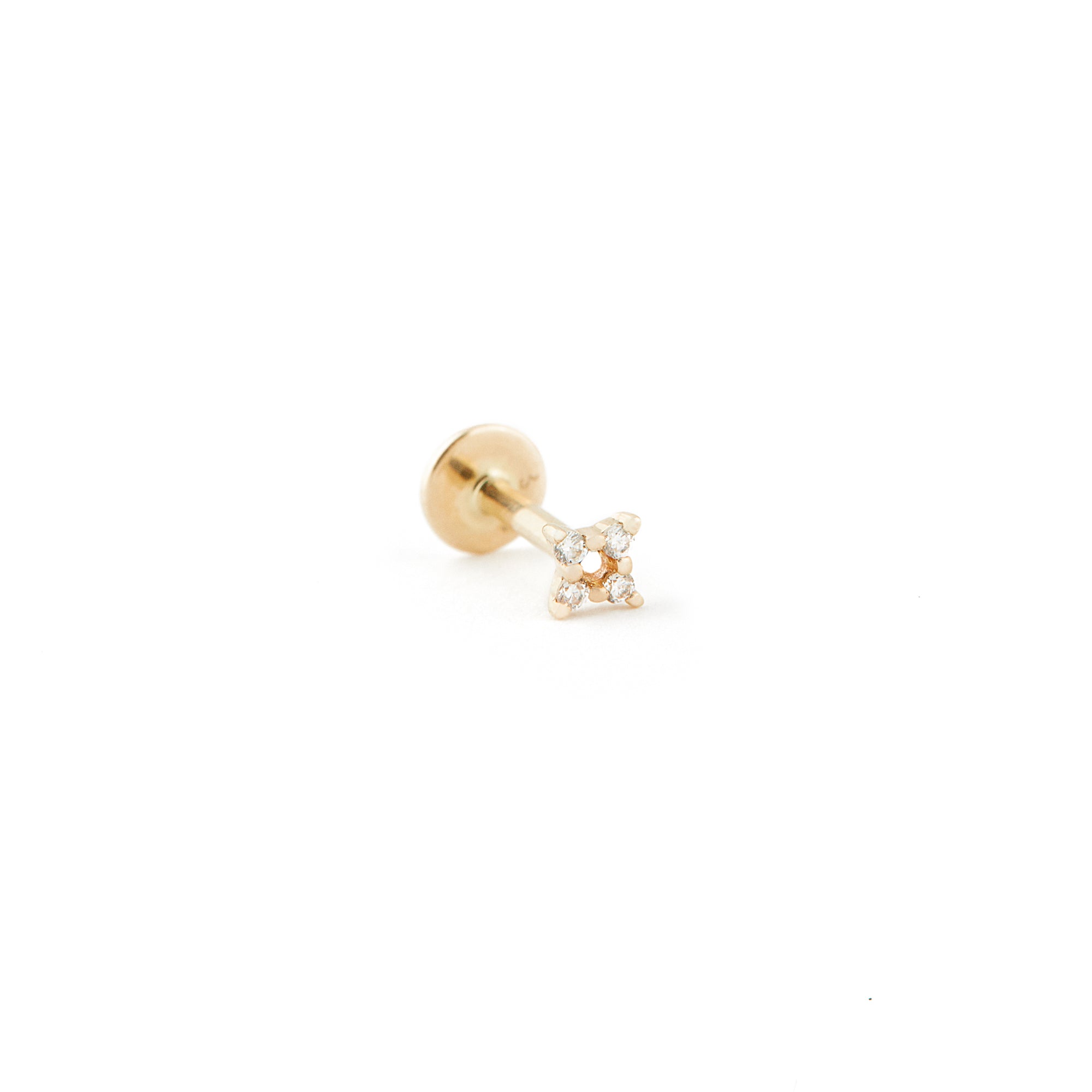 Four Point Diamond Flat Back Stud Earring 14ct Gold — The Wearer | Londons  best independent jewellery brands