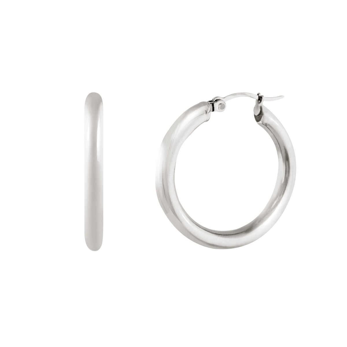 Hailey Hoops - Silver Earrings Twenty Compass    Anneaux Hailey - Acier Inoxydable