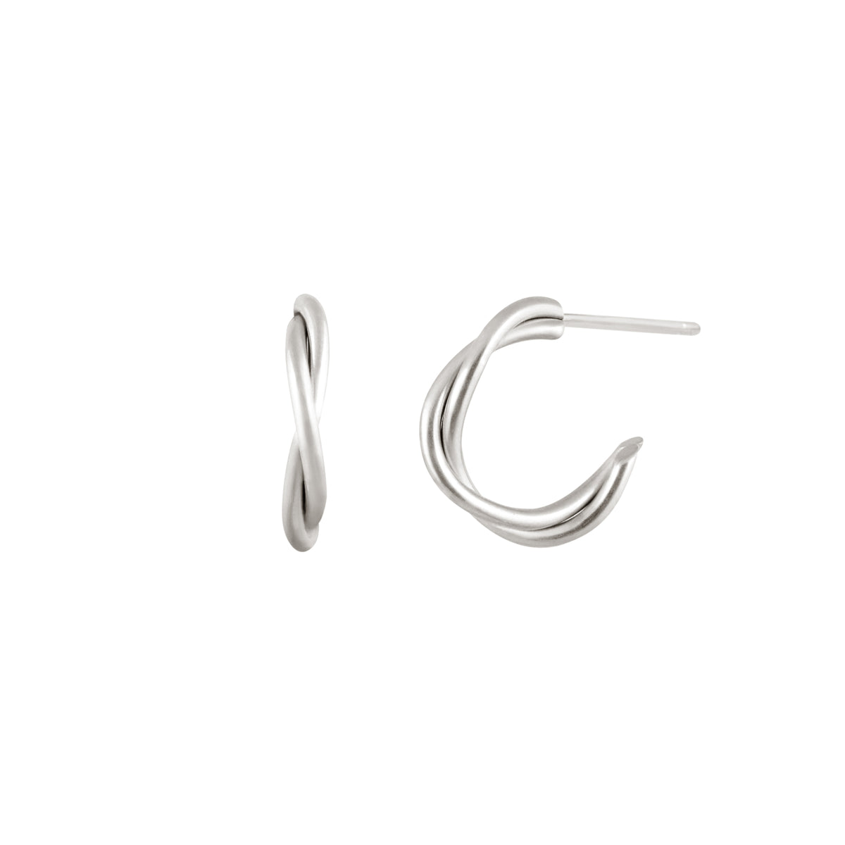 Biarritz Hoops - Silver Earrings Twenty Compass    Anneaux Biarritz - Acier Inoxydable
