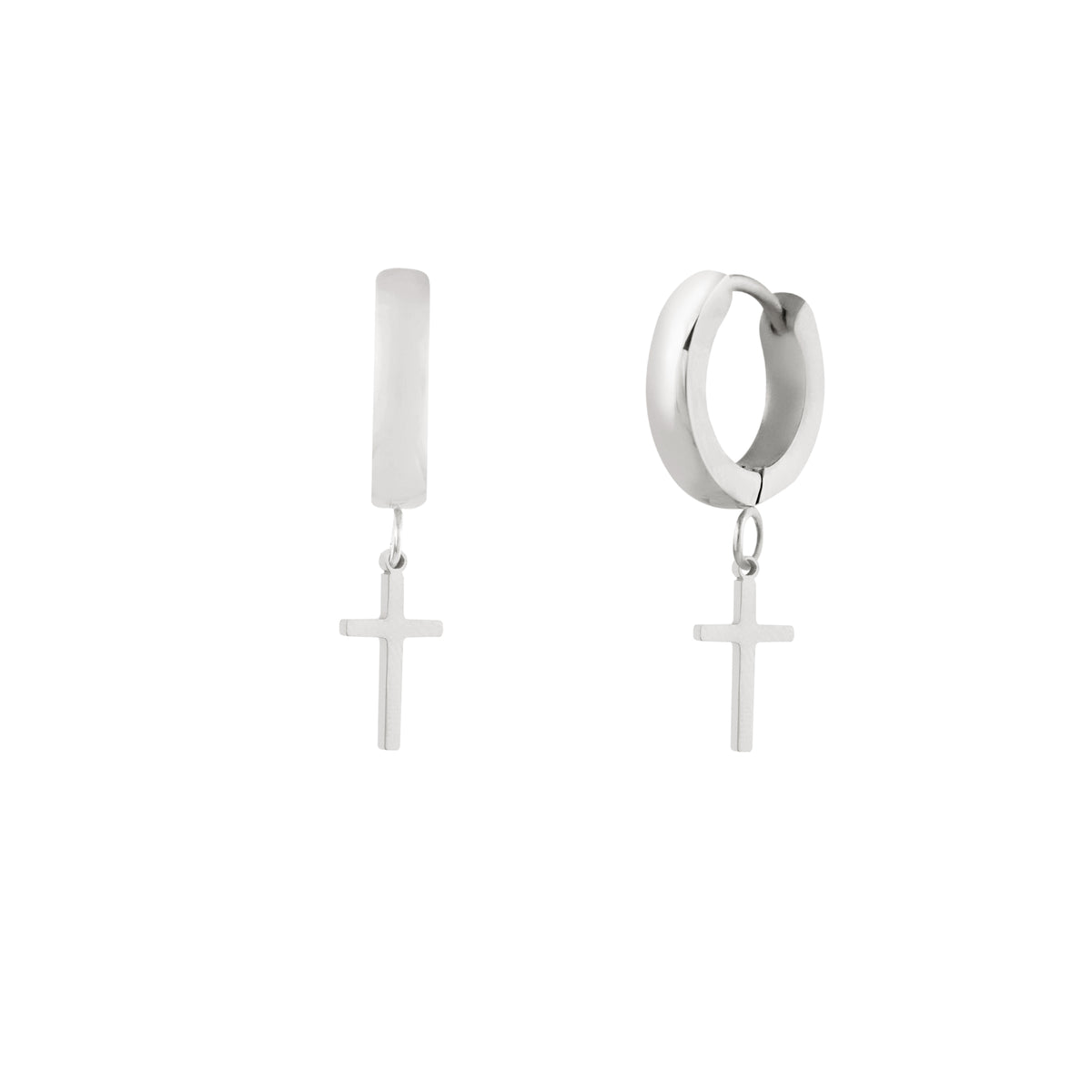Holy Hoops - Silver Earrings Twenty Compass    Anneaux Holy- Acier Inoxydable