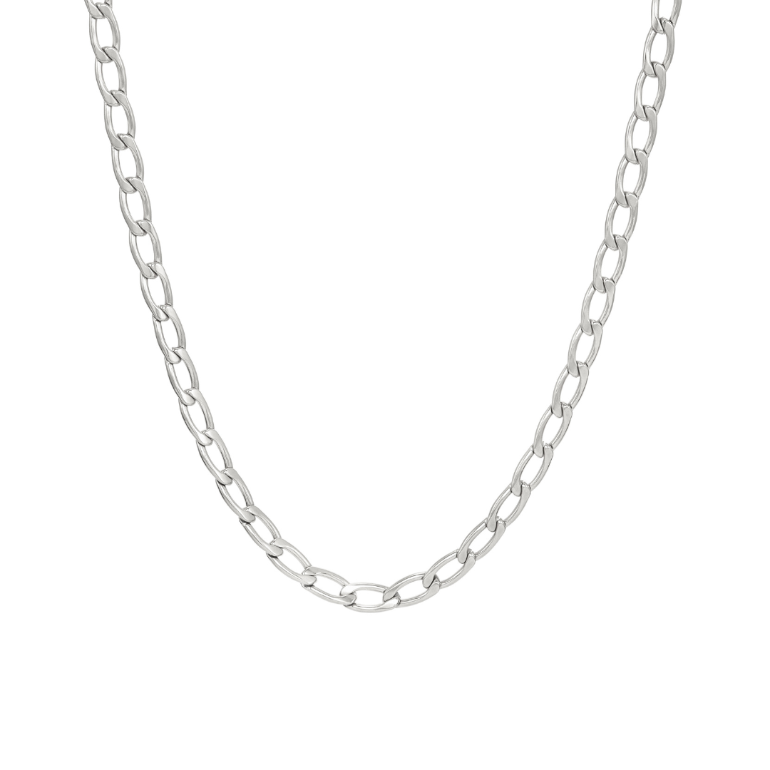 Silver chain necklace on a white background Vela Necklace - Silver