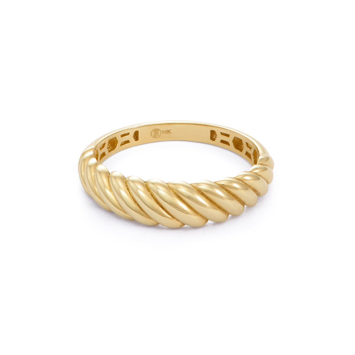 10K gold ring with a twisted rope design around the band Bague Artiste - Or 10 Carats