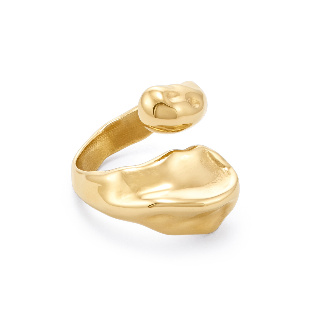 Gold ring with a unique design on a white background Fondu Ring - Gold