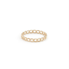 A 10 karat gold chain ring displayed against a white background.