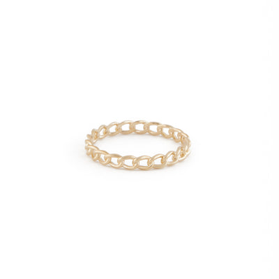 A 10 karat gold chain ring displayed against a white background.