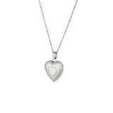  A silver heart-shaped locket necklace on a gold chain.