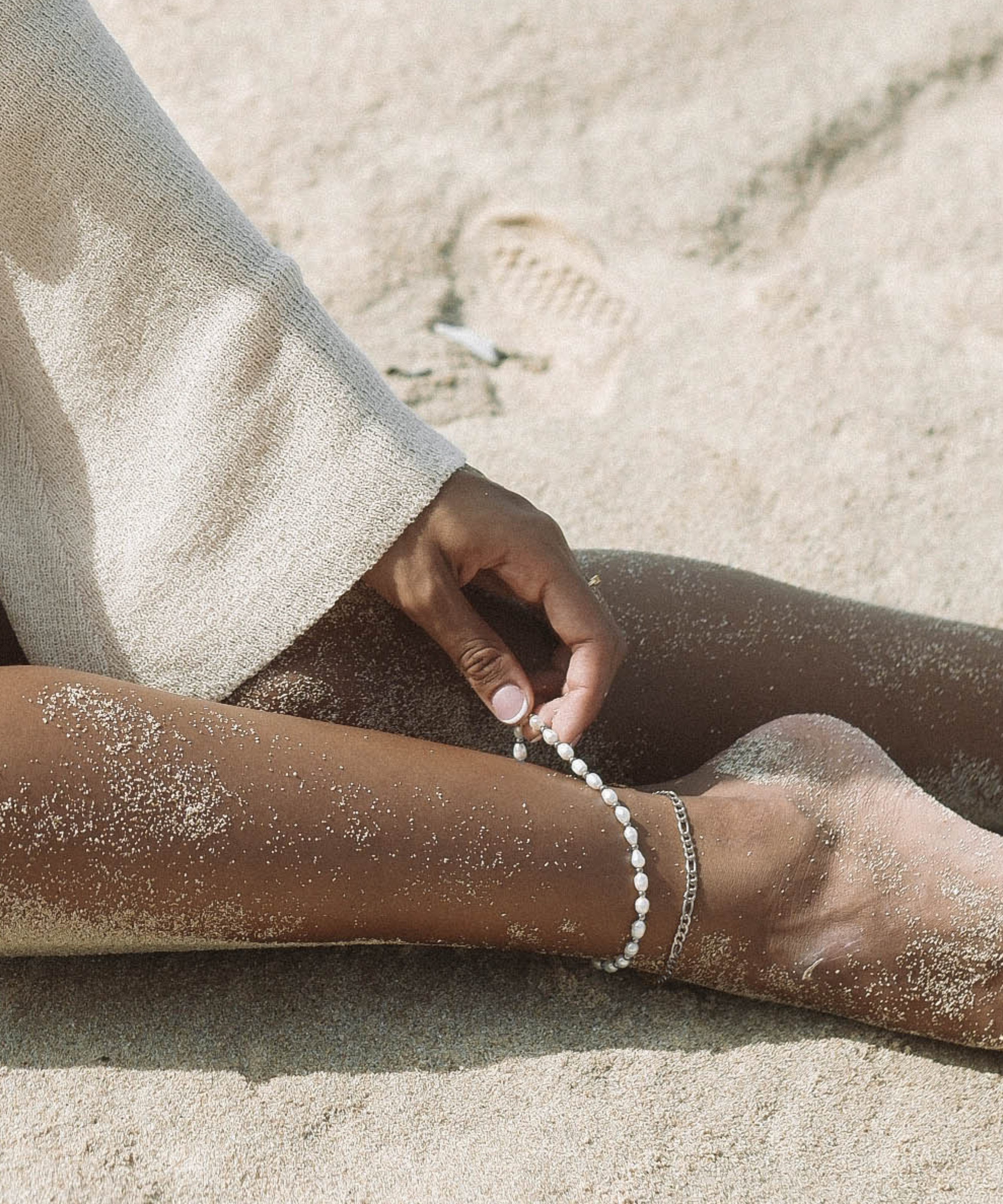Lagoon Pearl Anklet - Silver Anklets Twenty Compass   