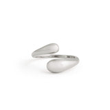 A silver double dome ring on a white background.