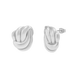 A pair of silver stud earrings with a vintage twist design.