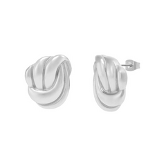 A pair of silver stud earrings with a vintage twist design.