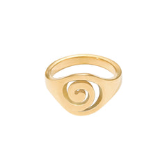 A gold-colored ring with a unique spiral design.