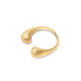 A gold-colored, non-adjustable open band ring with a sleek and modern design.