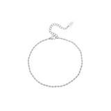 Silver beaded chain anklet on a white background