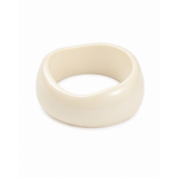 A thick, chunky bangle ring with a smooth, glossy finish in a warm cream or off-white color, photographed on a seamless white background.