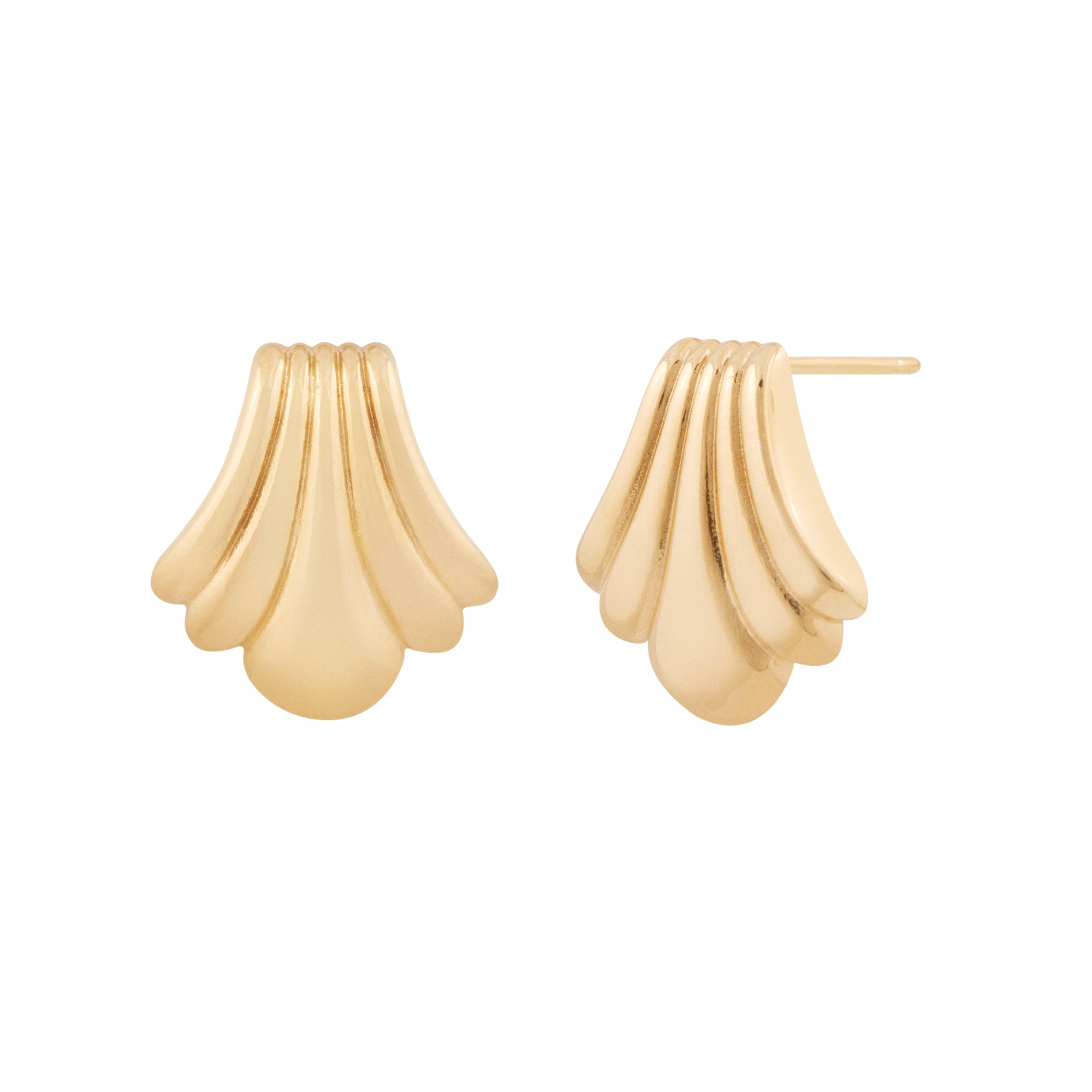 A pair of gold-colored, vintage-inspired Memories earrings with a textured, petal-like design.