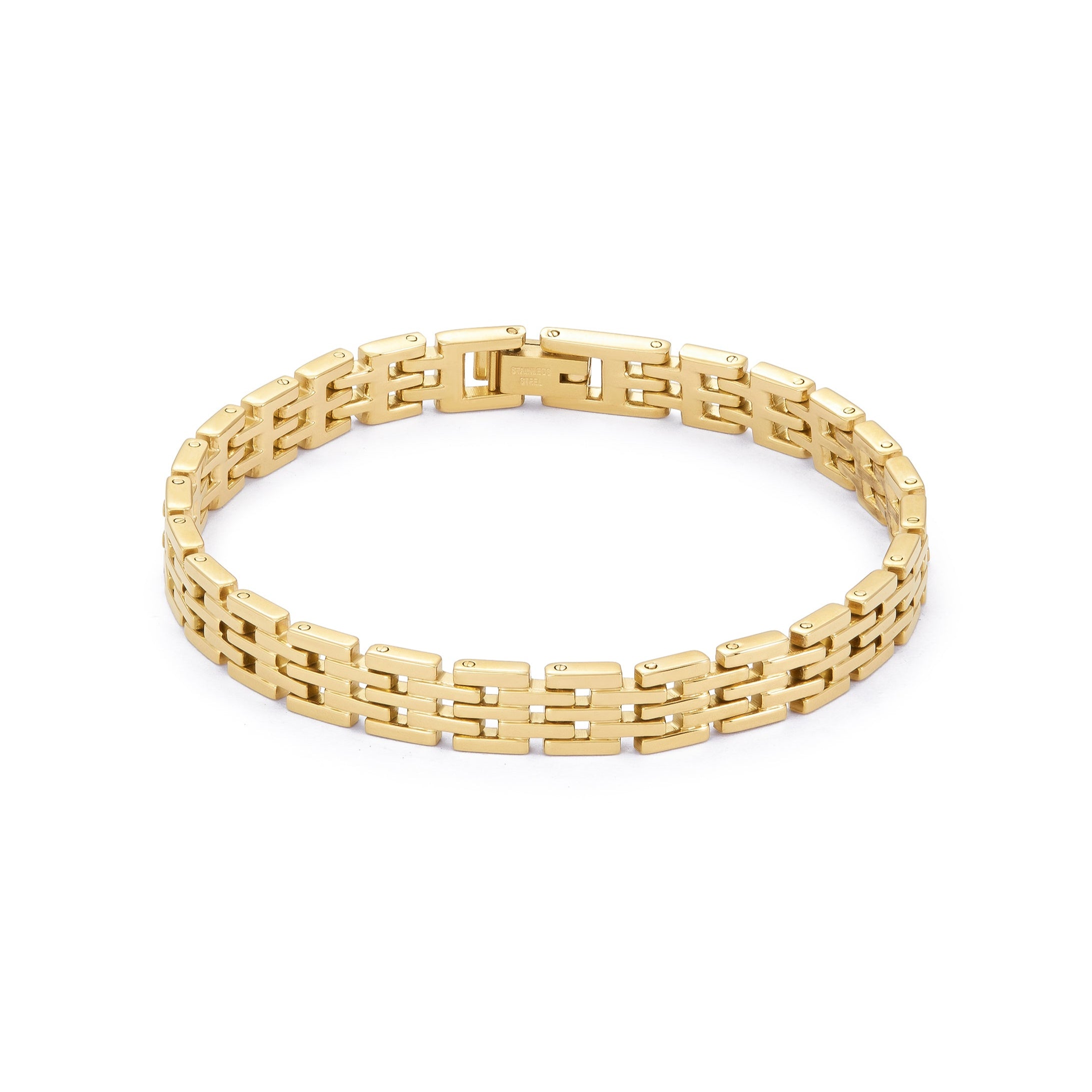 Gold-toned bracelet with a linked, geometric design