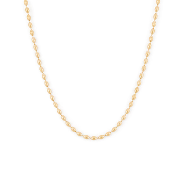  A delicate gold necklace with a bead chain detail. Mykonos Necklace - Gold