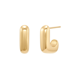 Gold hoop earrings on a white background