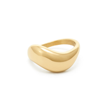 Chunky gold wave ring with a smooth, polished dome design, isolated on a white background.