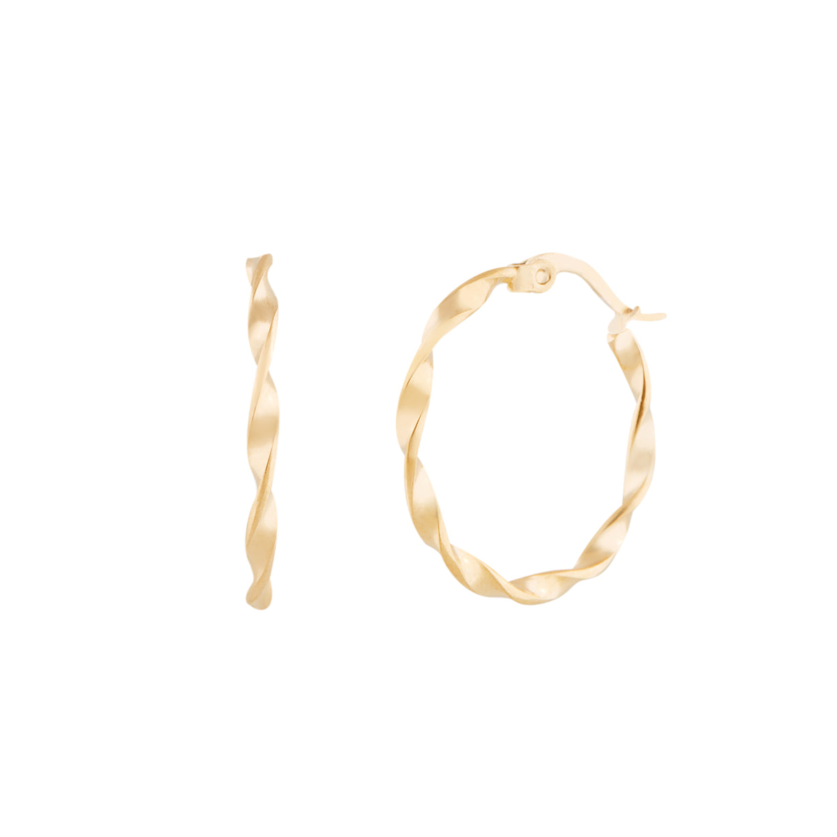 A pair of gold-colored metal hoop earrings on a white background Souvenirs Hoops - Gold