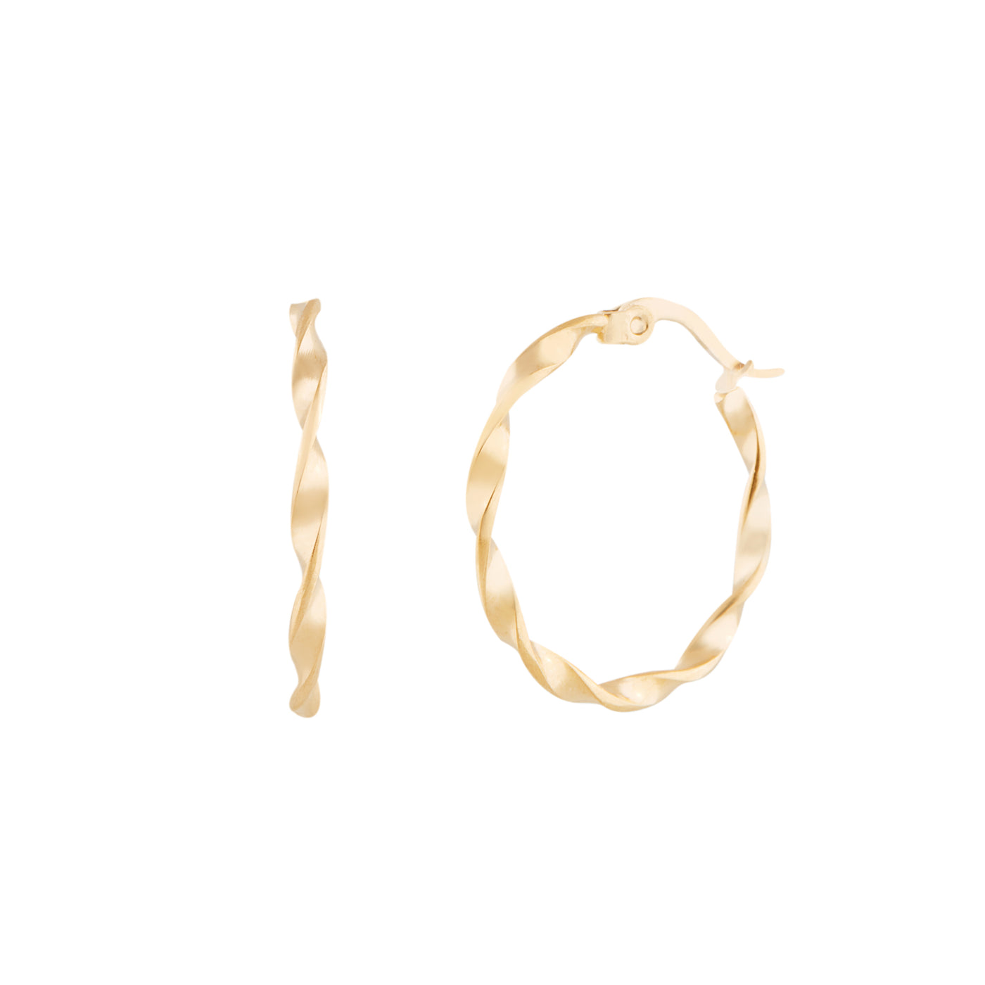 A pair of gold-colored metal hoop earrings on a white background Souvenirs Hoops - Gold