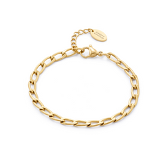 Gold chain bracelet on a white background