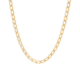 Gold chain necklace on a white background