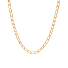 Gold chain necklace on a white background