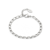 Silver chain bracelet on a white background