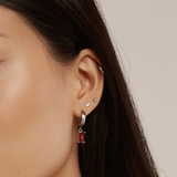 Ruby Hoops - Silver Earrings Twenty Compass   