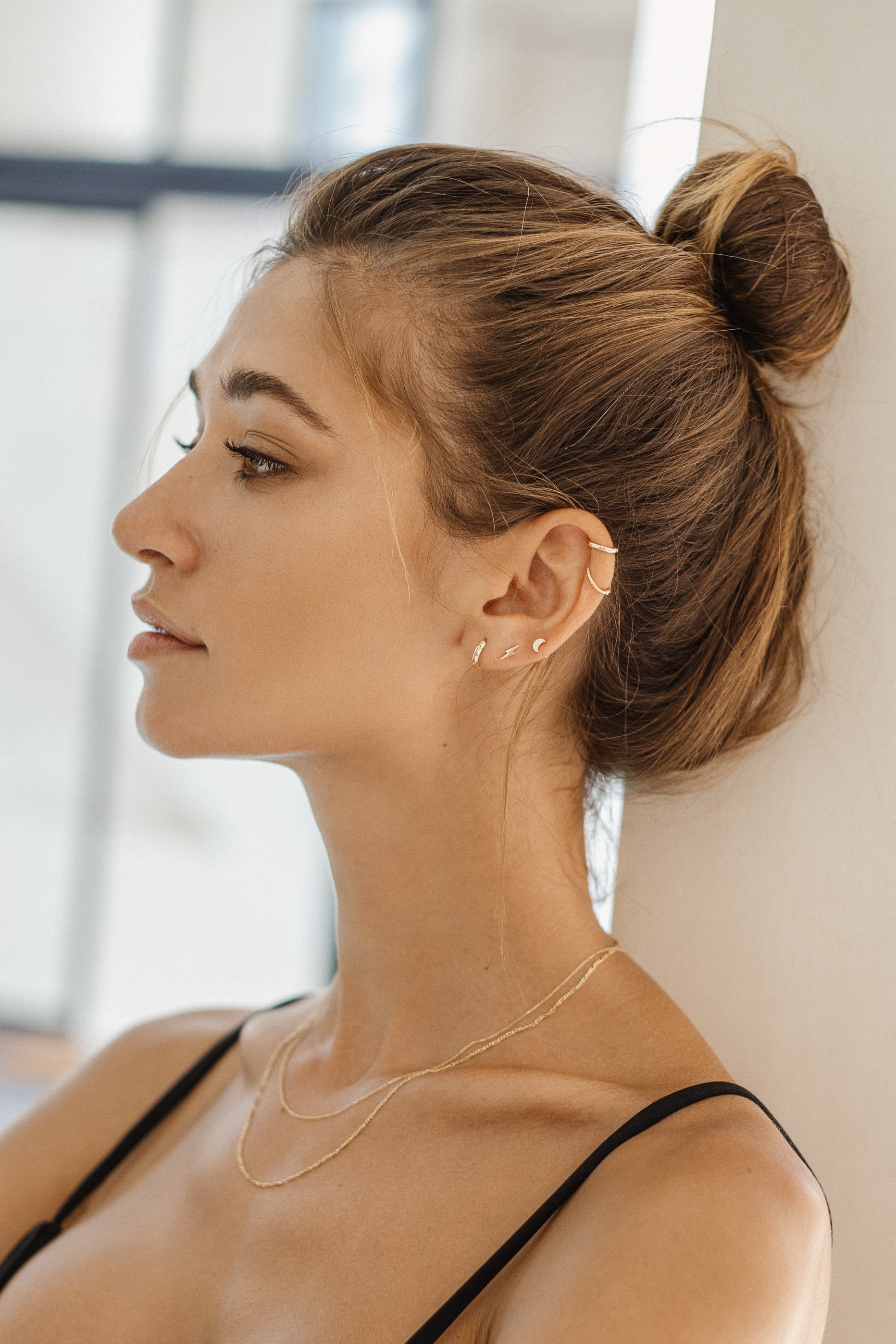Mini Textured Hoops - 14 Karat Gold Earrings Compass Luxe   