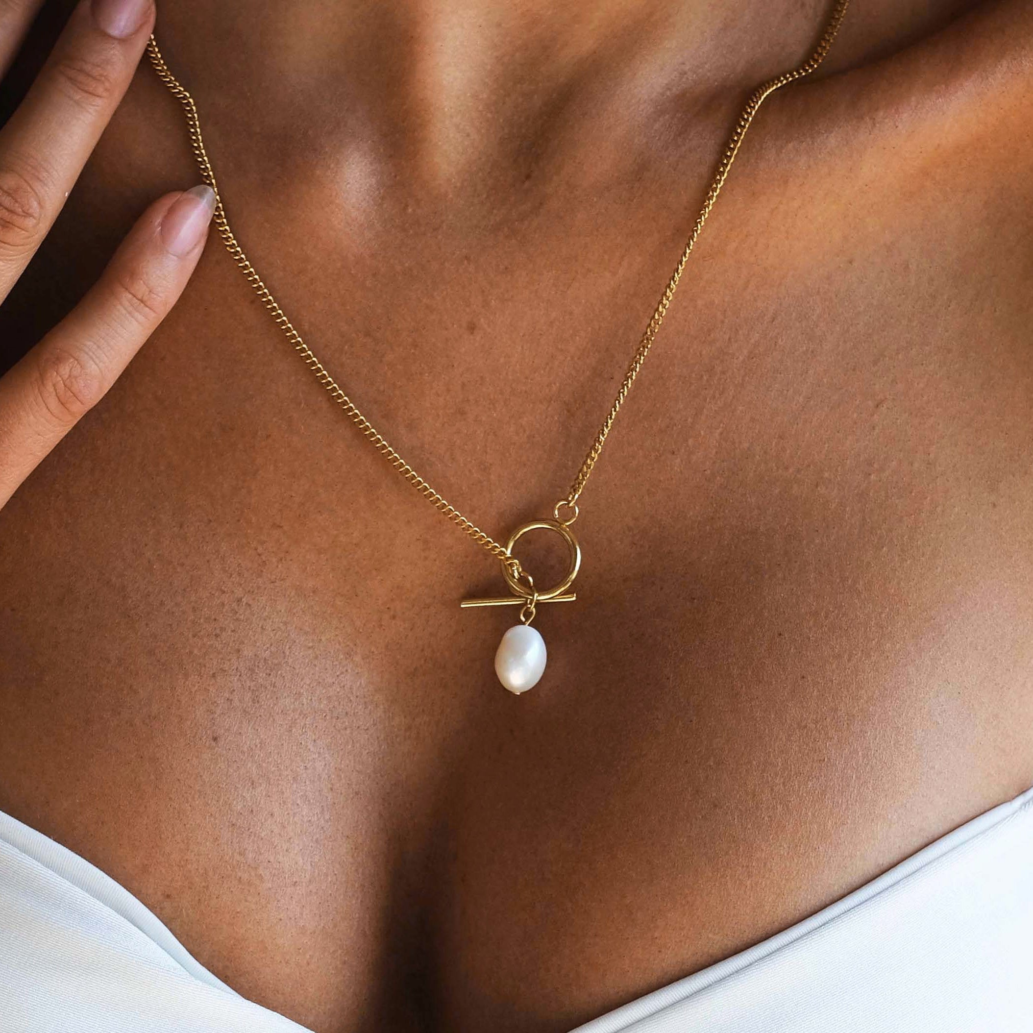 Freshwater Necklace - Gold Necklaces TwentyCompass   