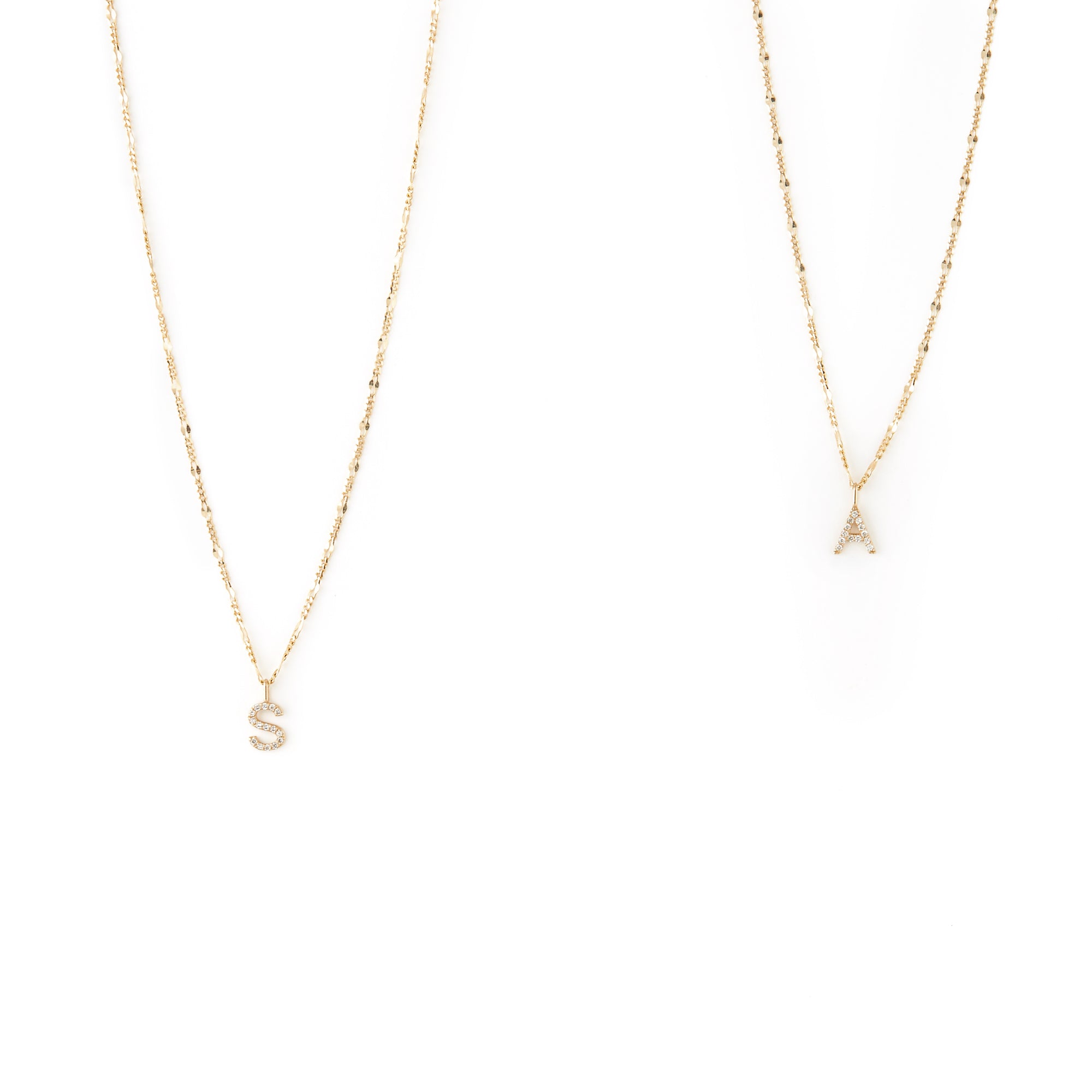 Letter Necklace - 10 Karat Gold Necklaces Compass Luxe Figaro A 