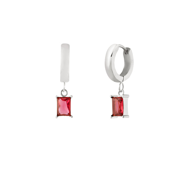  Ruby Hoops - Silver