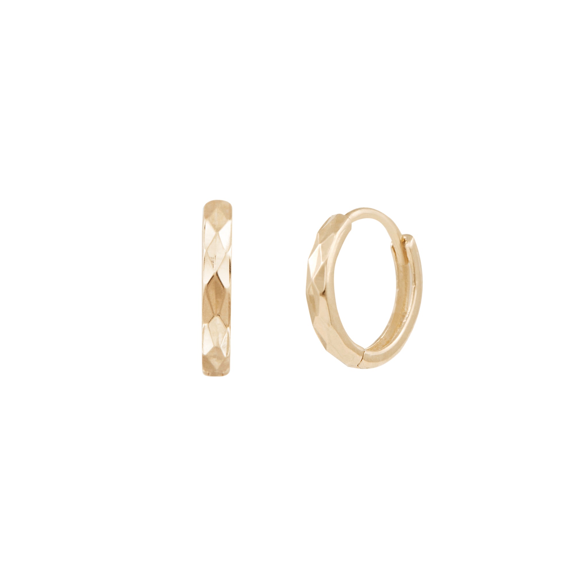 Mini Textured Hoops - 14 Karat Gold Earrings Compass Luxe   