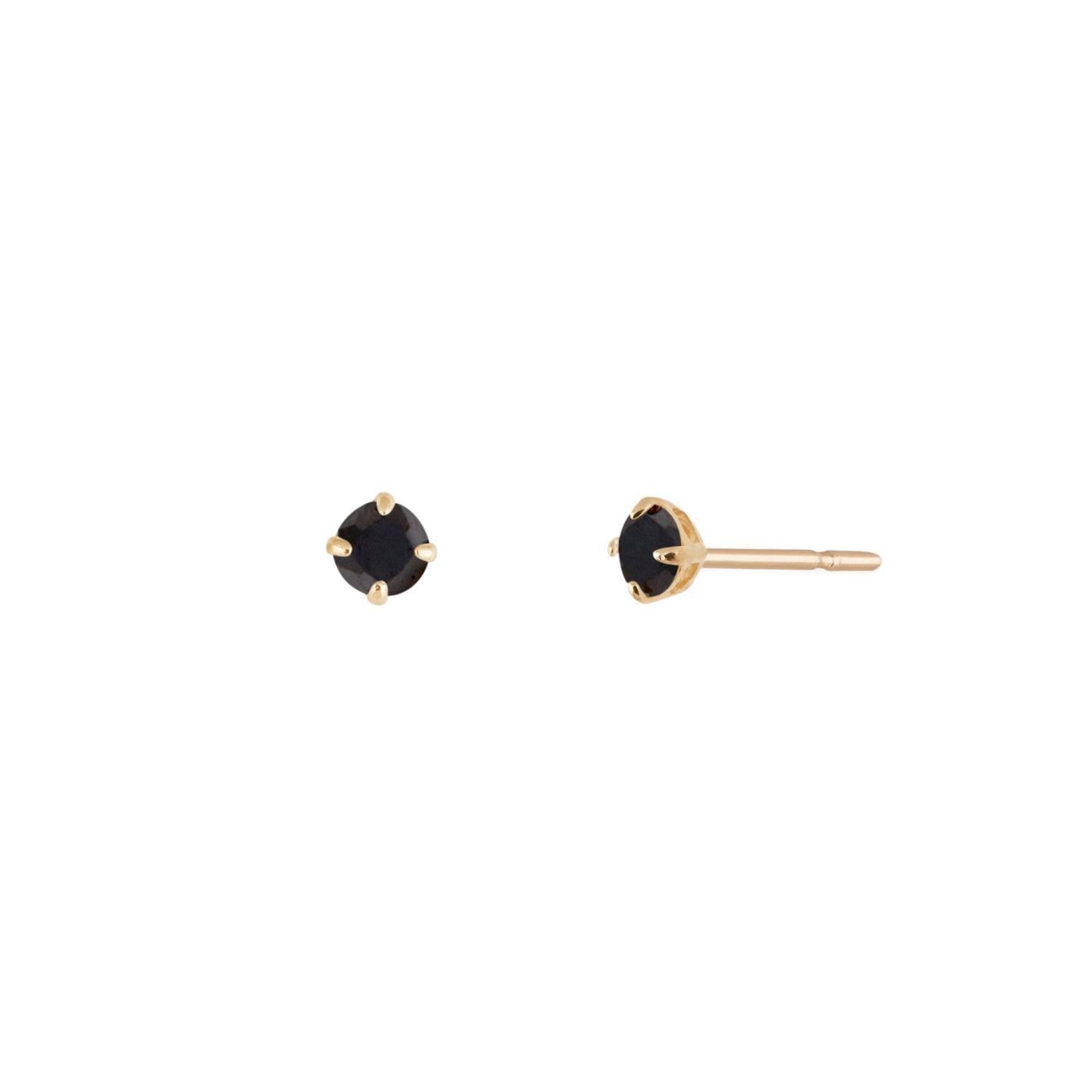 Black Zirconia Stud Earrings - 14 Karat Gold